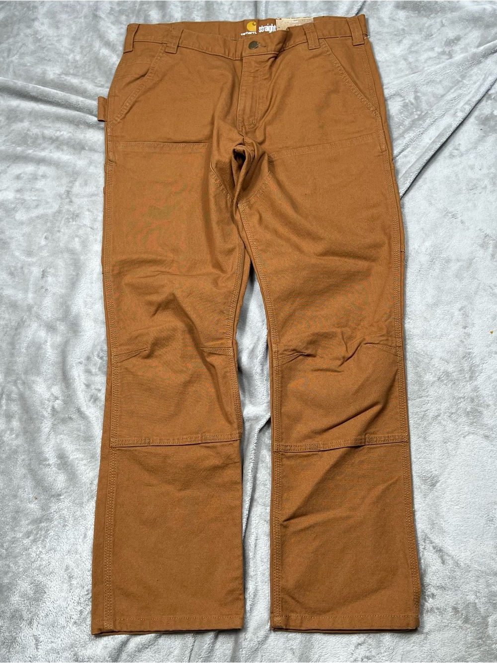 NWT Carhartt Double Front Duck Work Pant Men 36x30 Brown Rugged Flex Double Knee